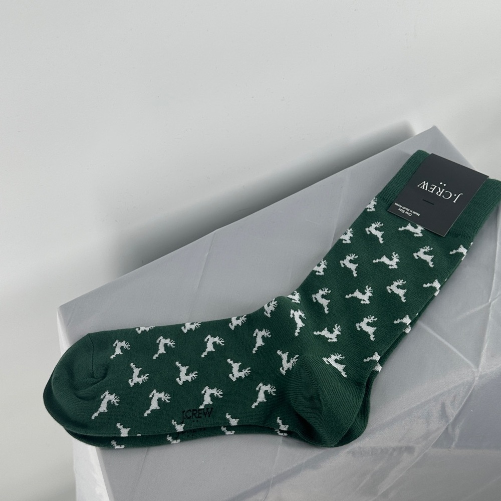 NWT jcrew green and gray stag deer socks
